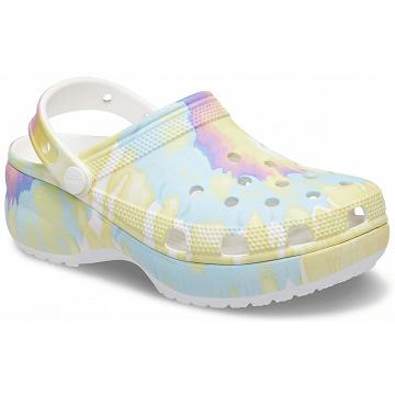 Crocs Classic Platform Tie-Dye Graphic Clog Éktalpú Cipő Női Színes | HU 0639GSOL